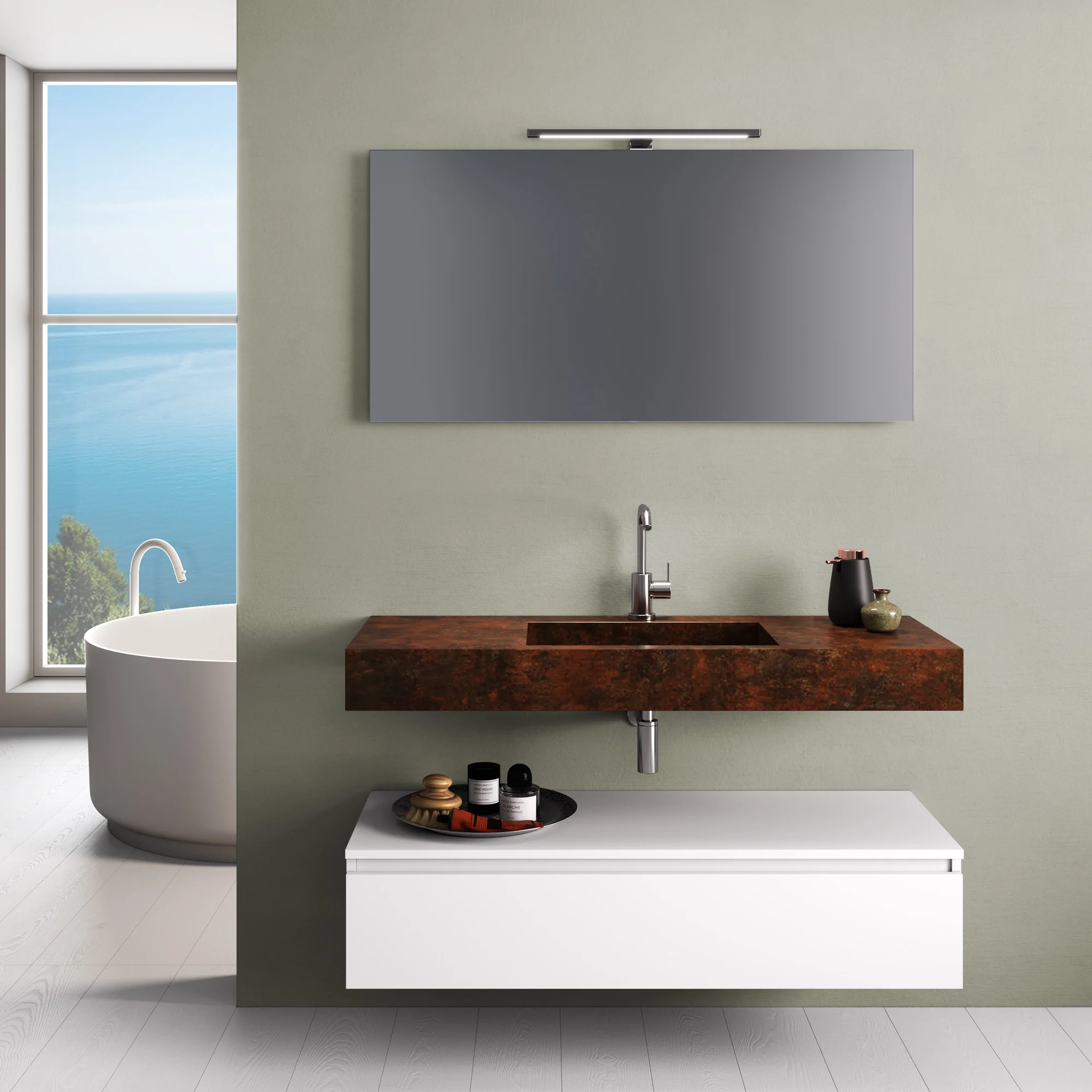 Composizione 5 pezzi YOKA corten/bianco