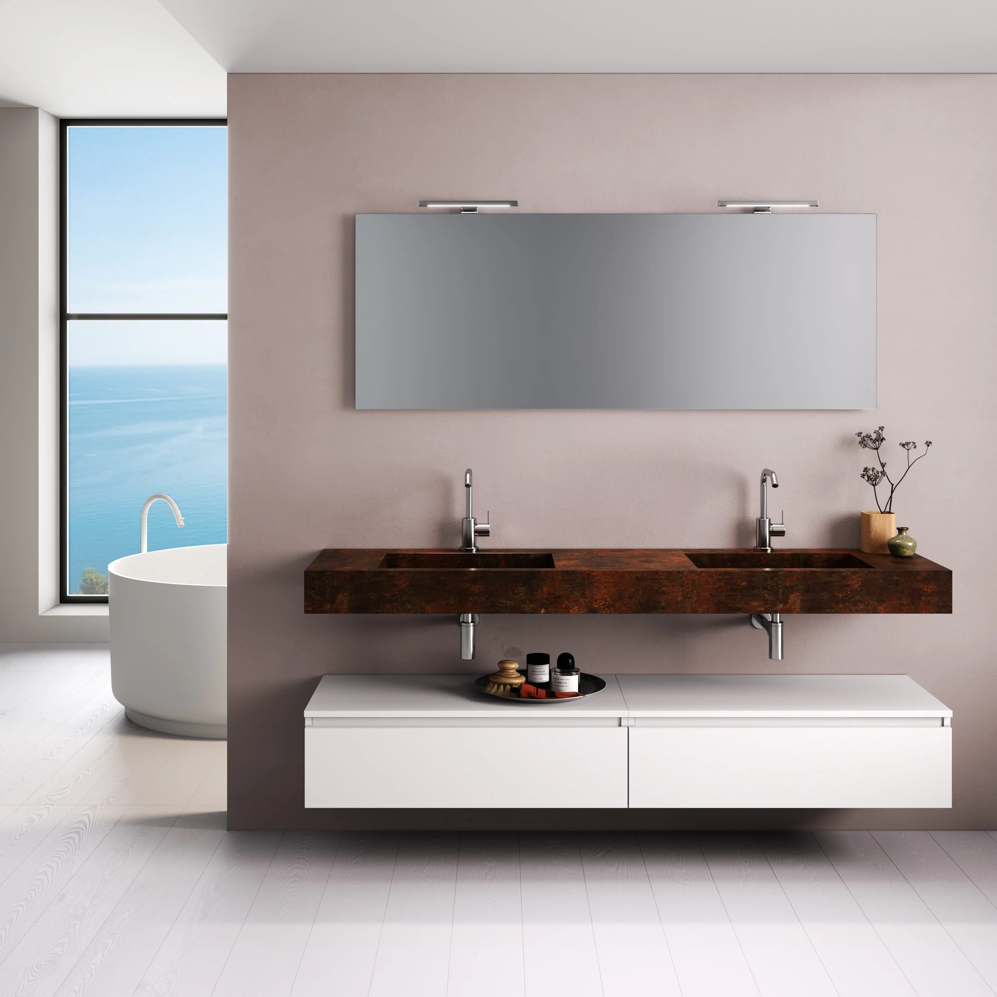 Composizione 7 pezzi YOKA corten/bianco