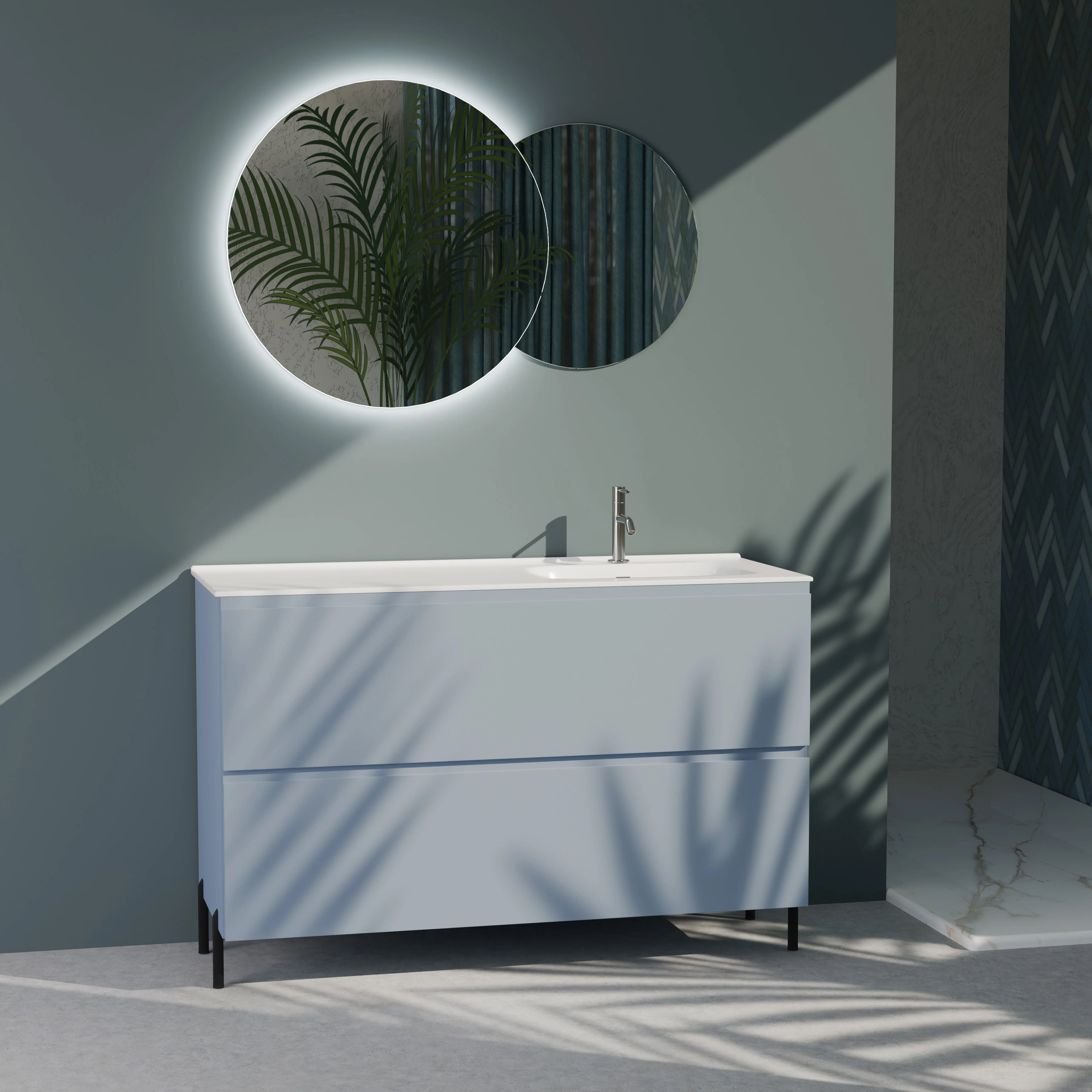 Composizione a terra vasca DX GALILEO-77 azzurro tiffany