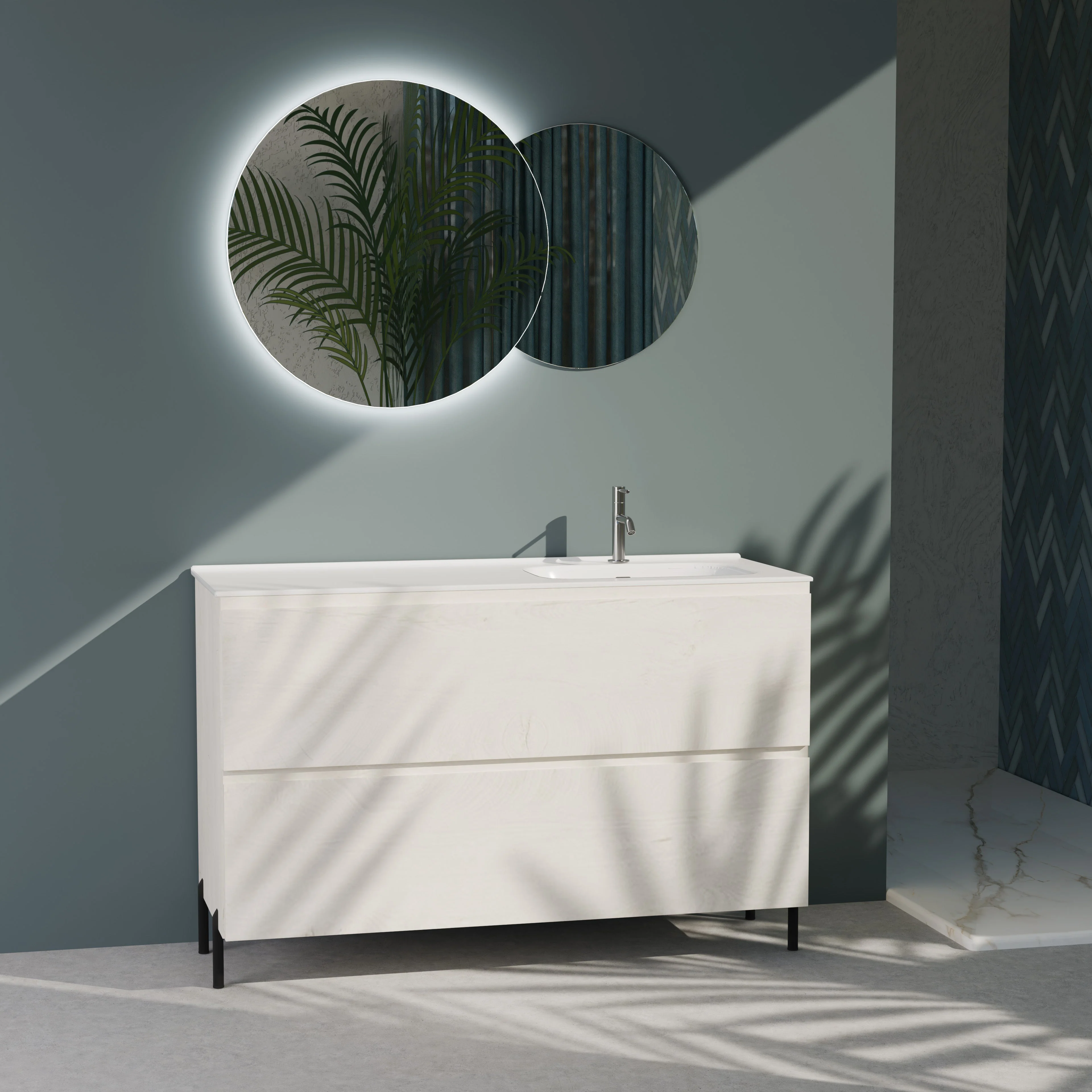 Composizione a terra vasca DX GALILEO-77 rovere alaska