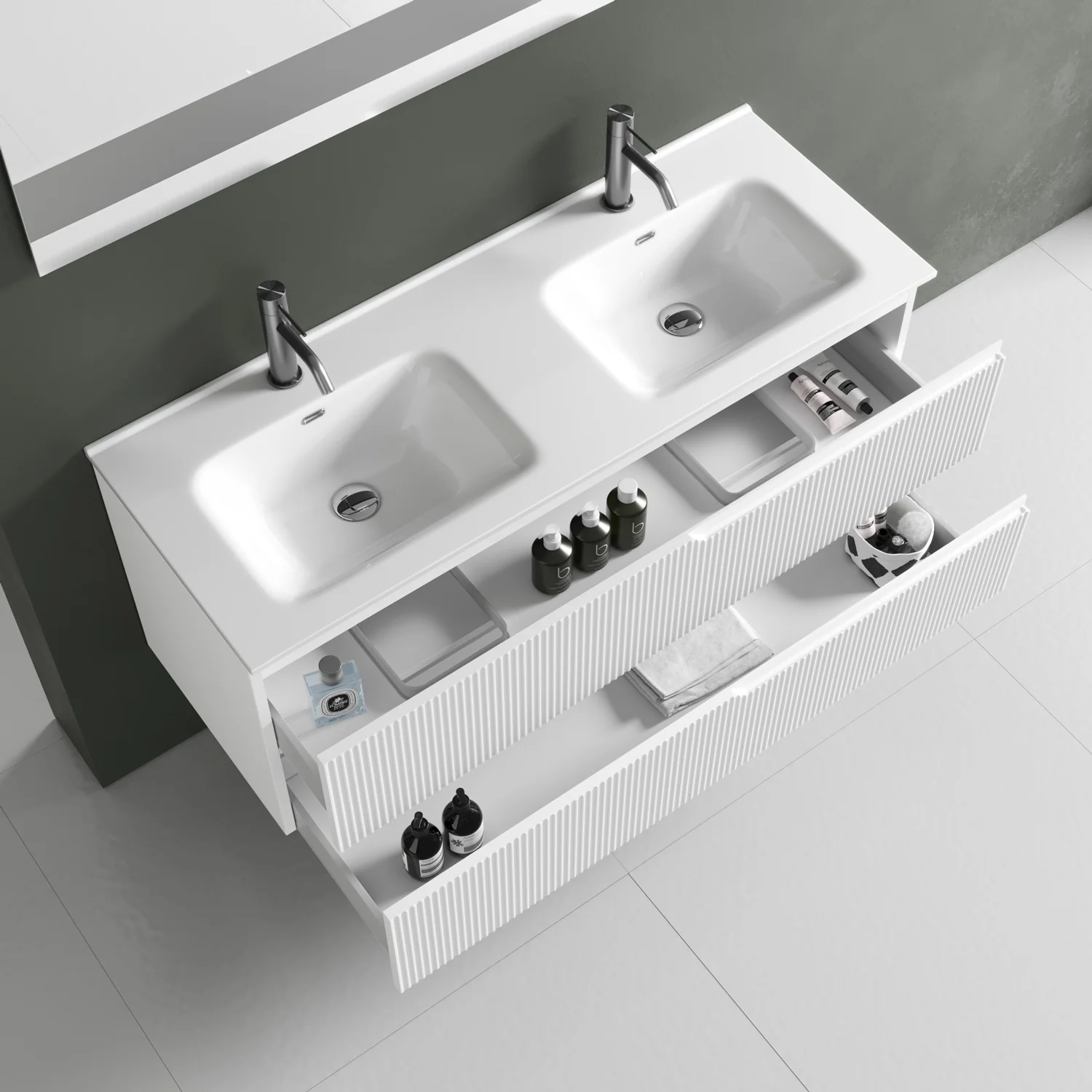 Composizione doppia vasca 5 pezzi ZIP bianco opaco - Image 2