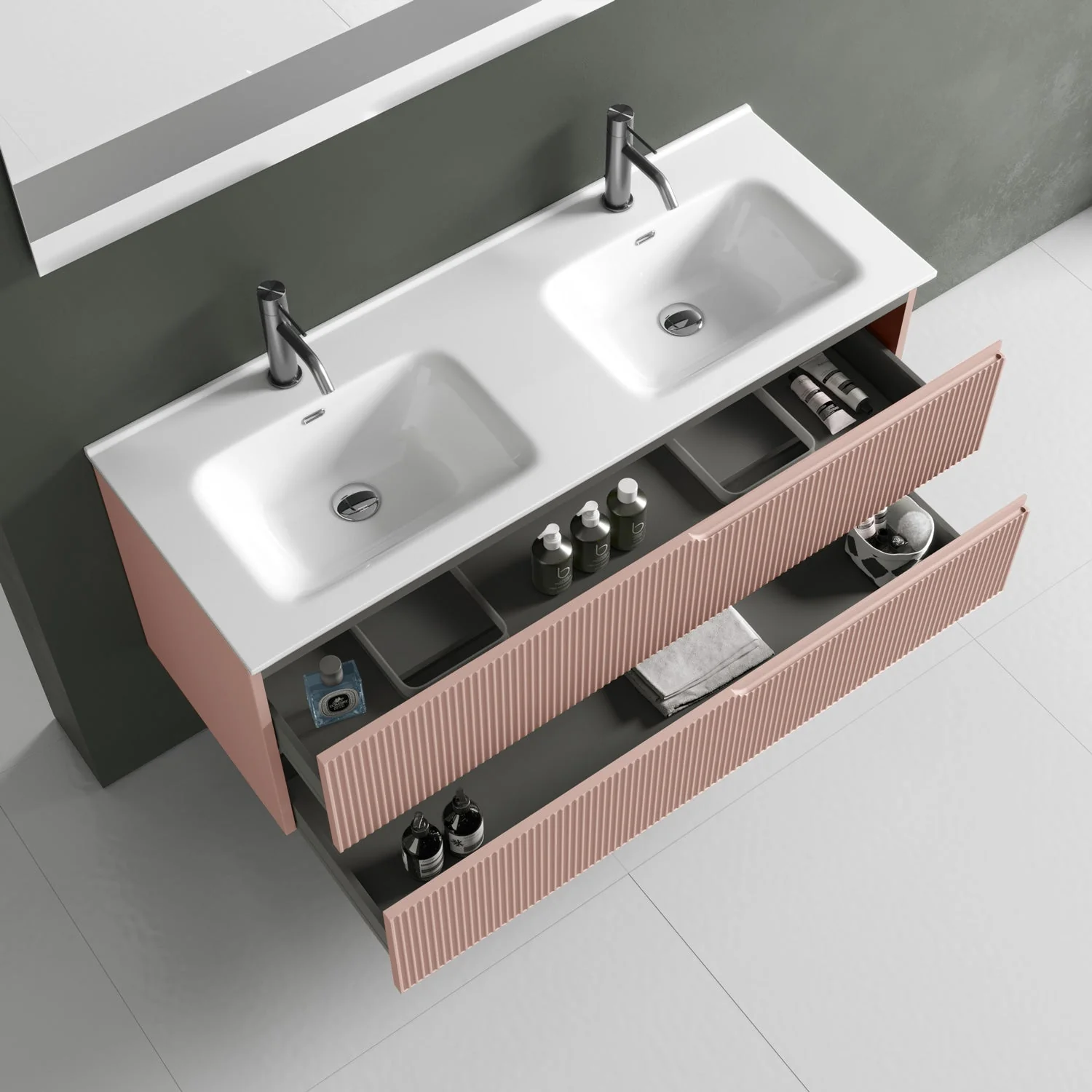 Composizione doppia vasca 5 pezzi ZIP rosa cipria - Image 2
