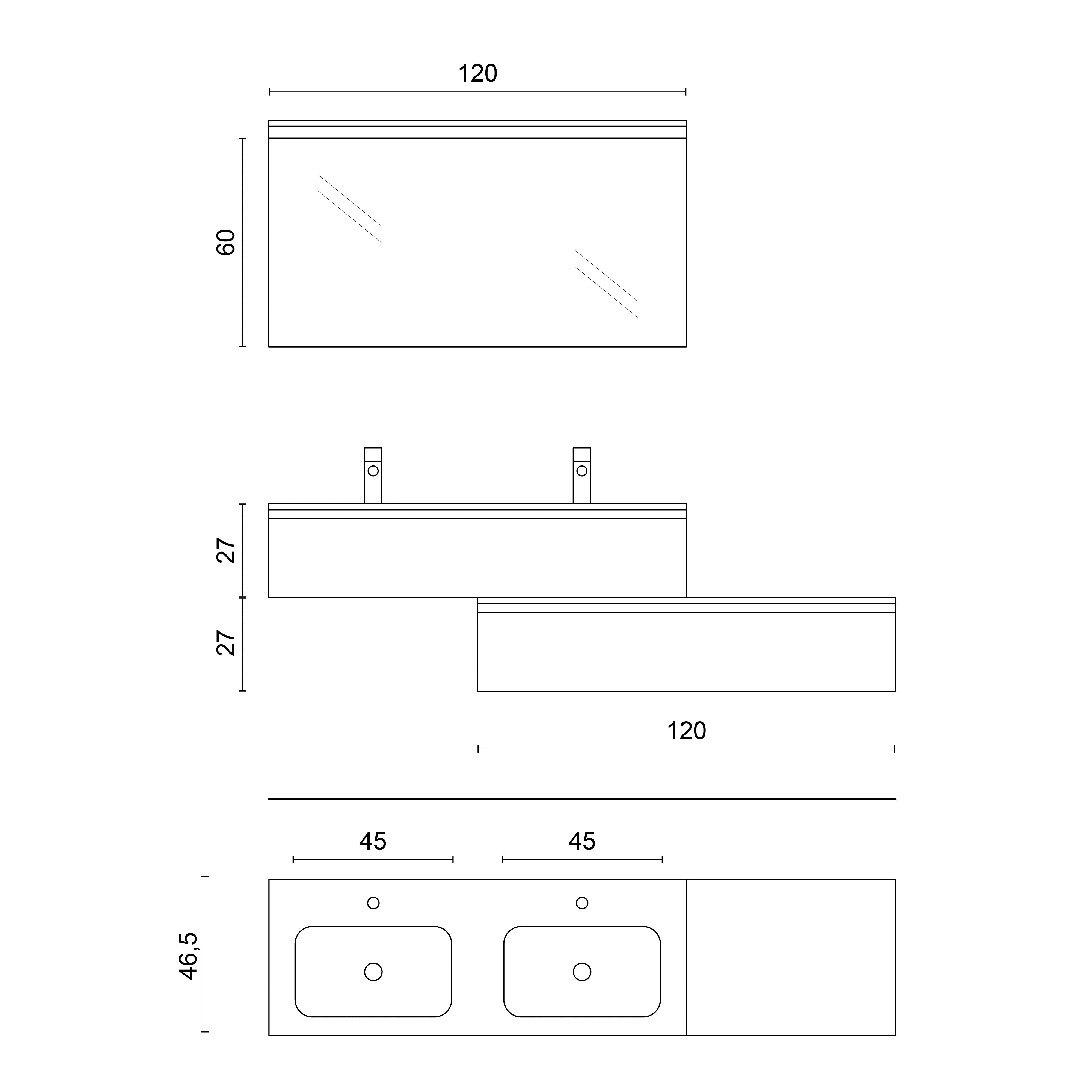 Composizione doppio lavabo 4 pezzi YOKA bianco pietra / avana pietra - Image 4