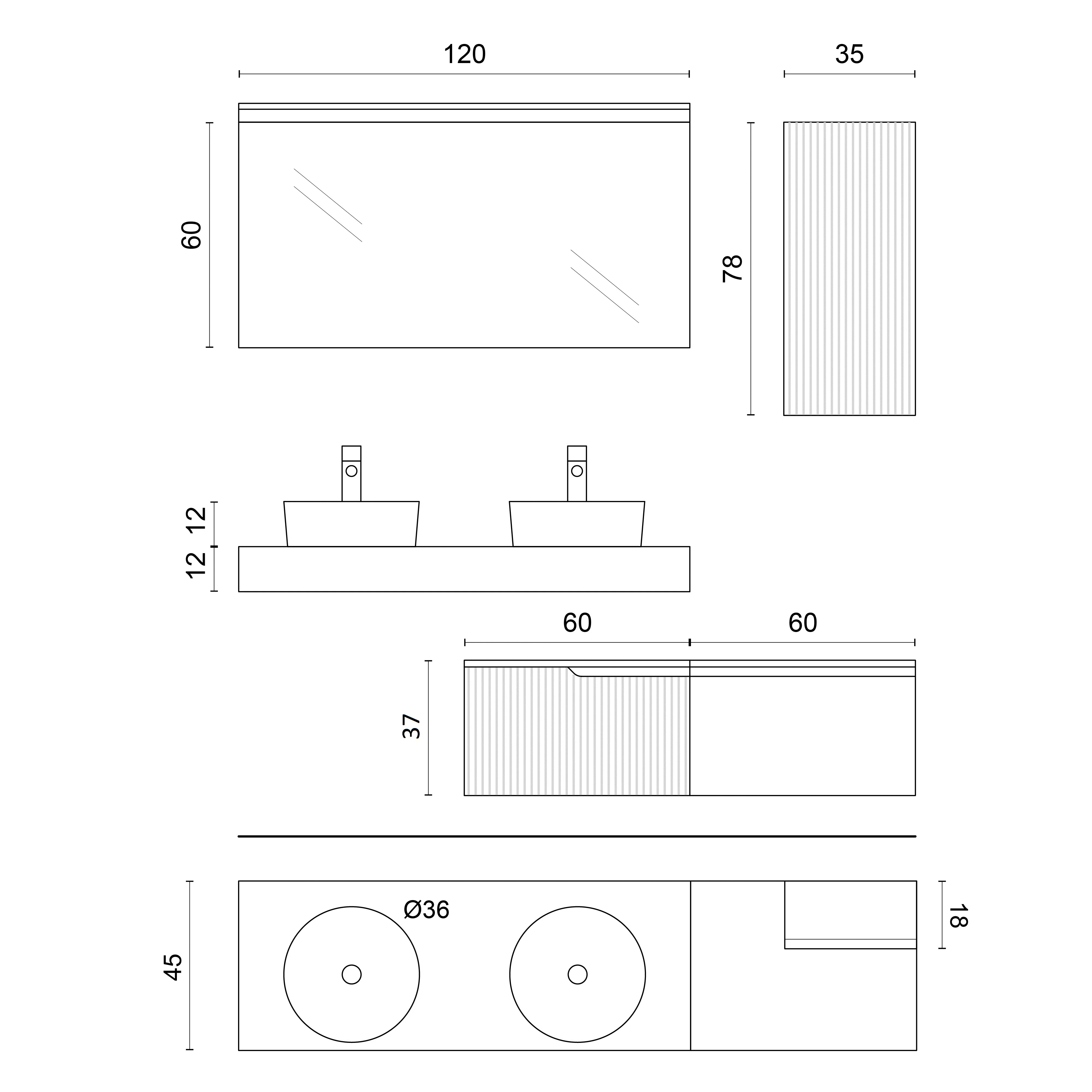 Composizione doppio lavabo 7 pezzi ZIP quercia / salvia - Image 10