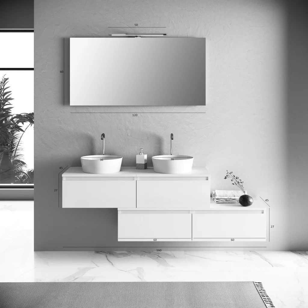 Composizione doppio lavabo 8 pezzi YOKA avana - Image 7