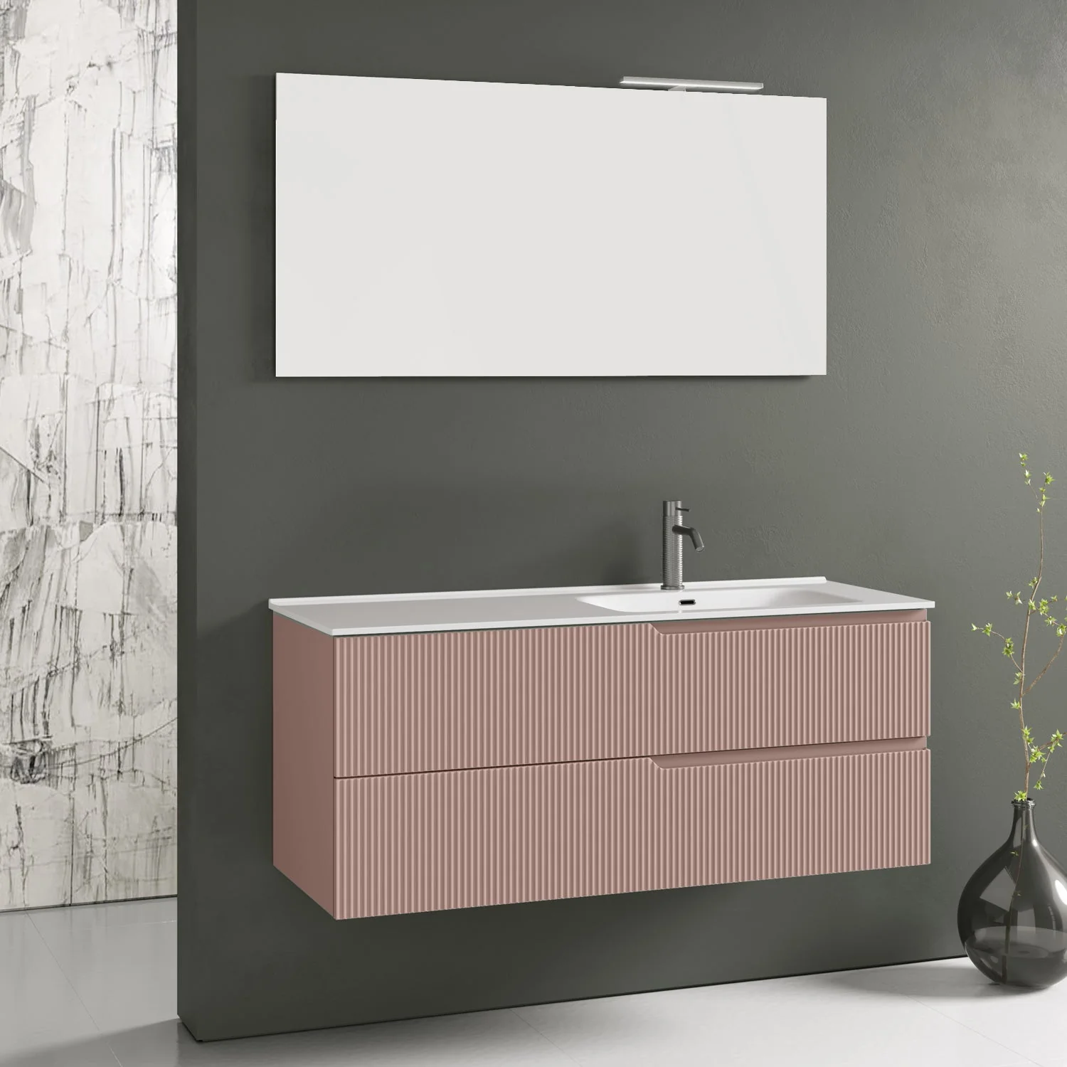 Composizione vasca DX 4 pezzi ZIP rosa cipria