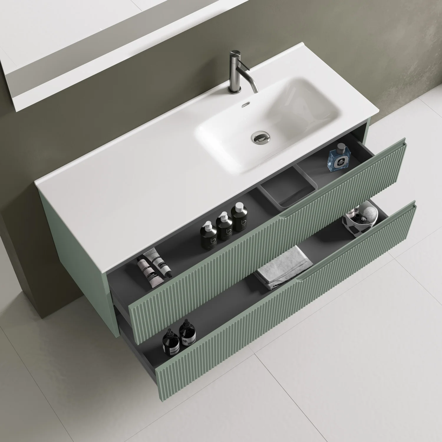 Composizione vasca DX 4 pezzi ZIP verde salvia - Image 2