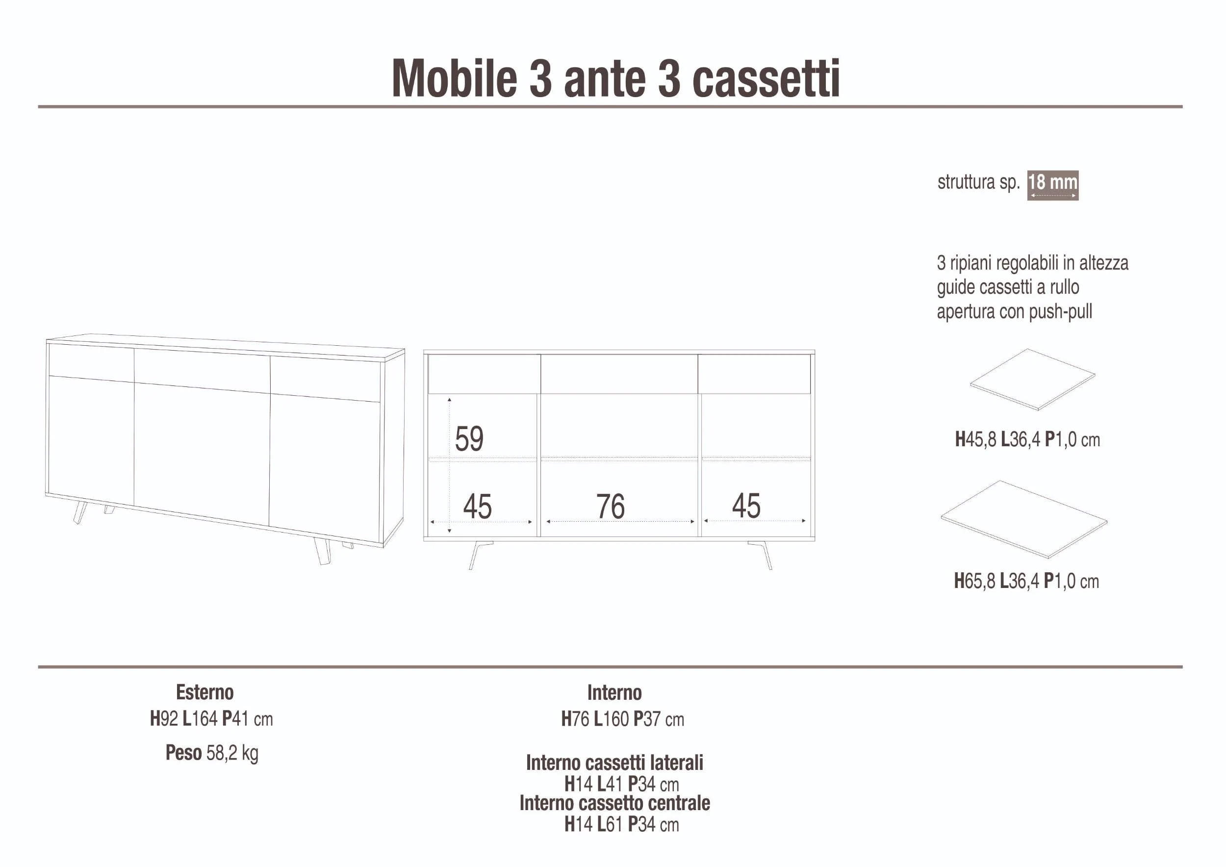 Credenza 3 ante/3 cassetti VILINUS - Image 3