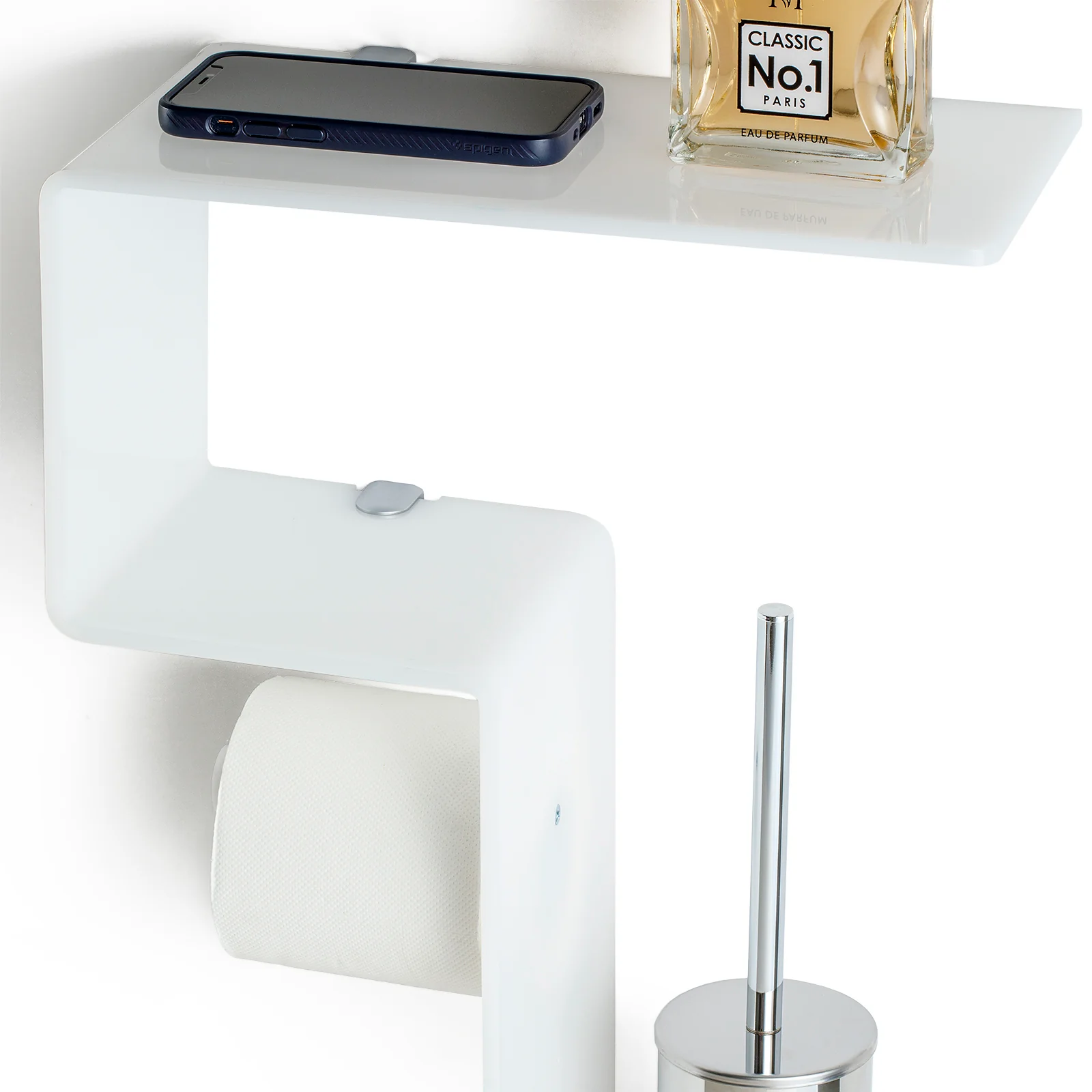 Mensola multifunzione per bagno da parete ACHILLE bianco - Image 3