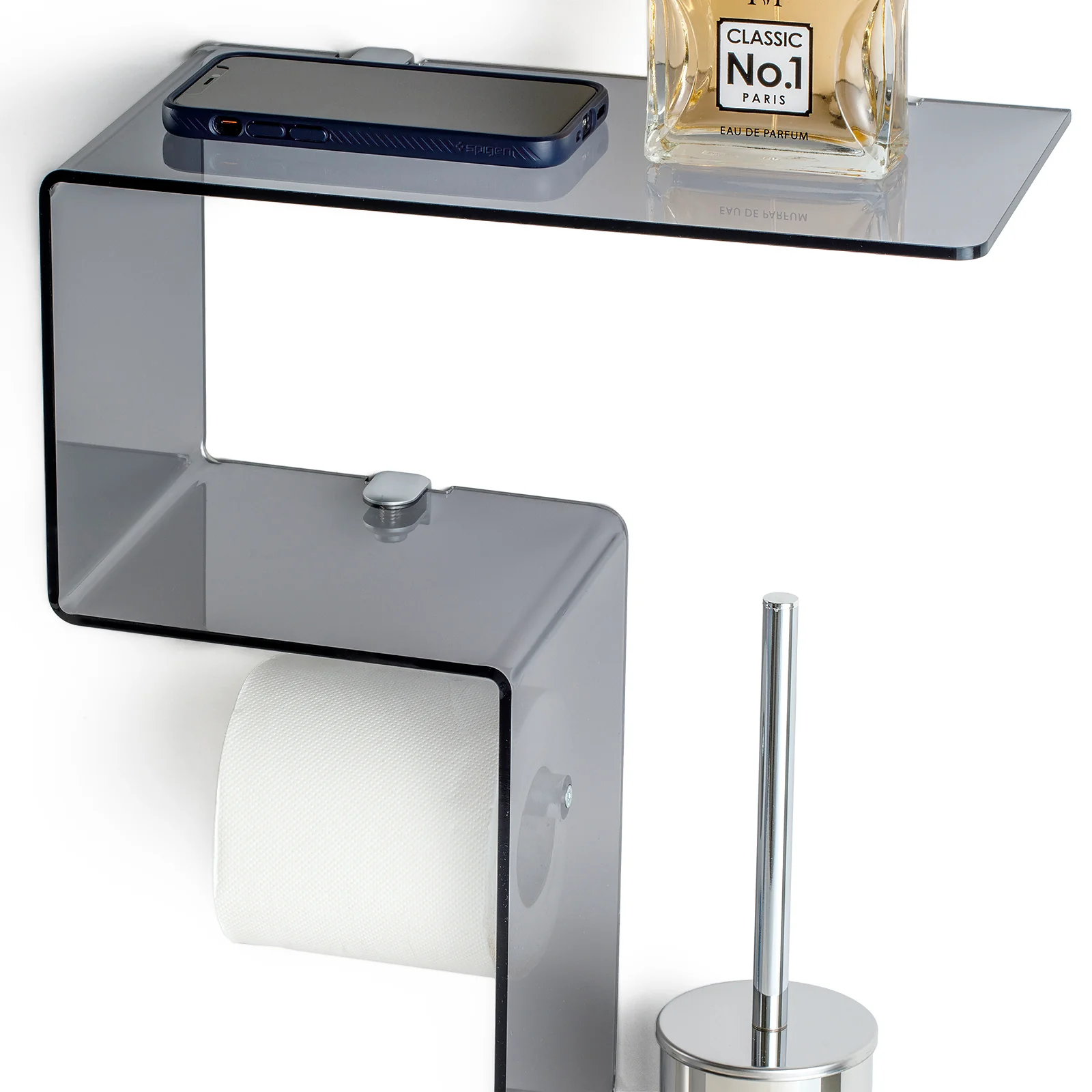 Mensola multifunzione per bagno da parete ACHILLE fumé - Image 3