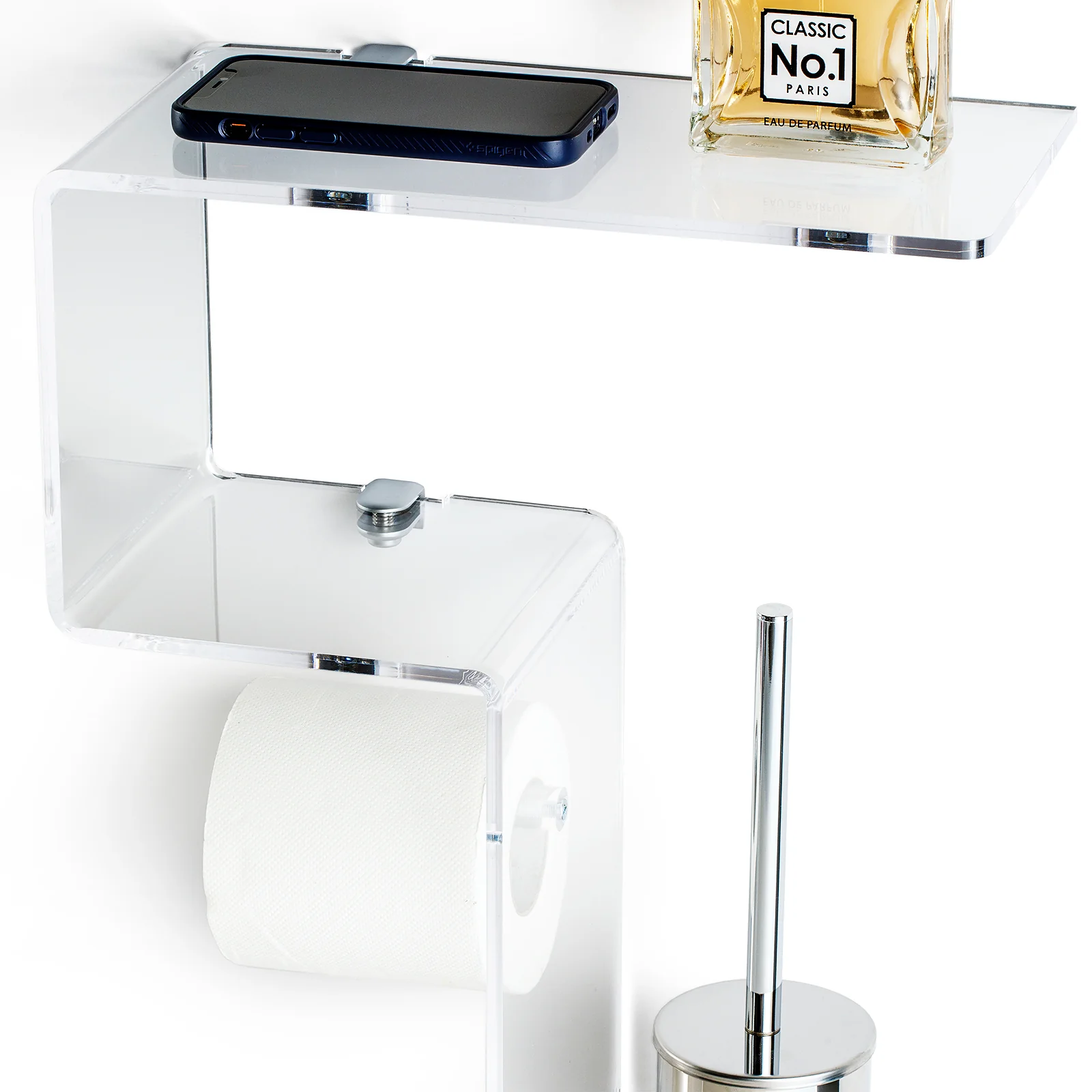 Mensola multifunzione per bagno da parete ACHILLE trasparente - Image 3