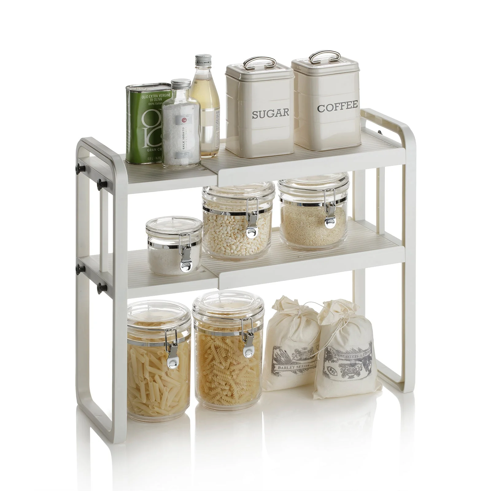 Organizzatore 2 ripiani per scaffali YURT bianco - Image 3