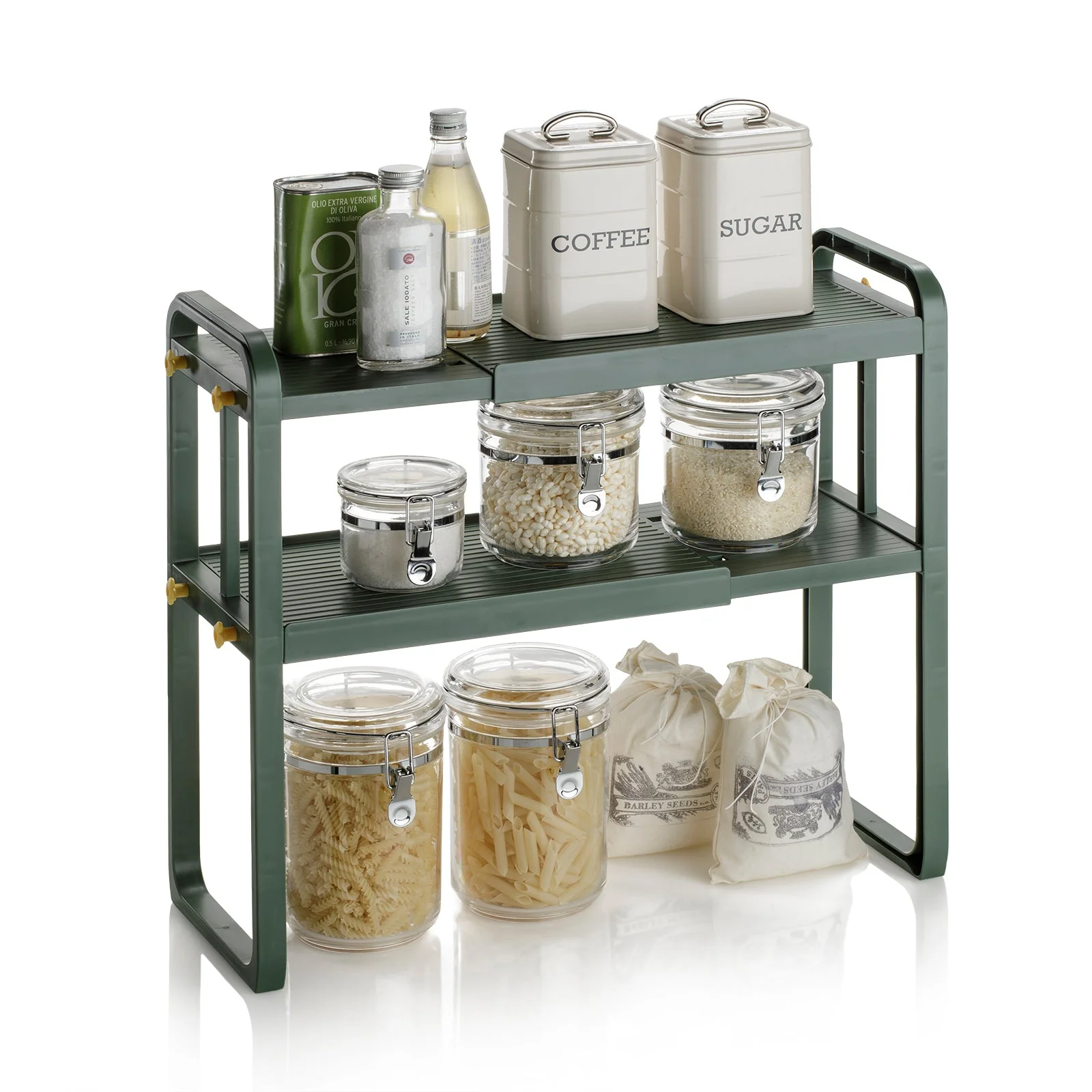 Organizzatore 2 ripiani per scaffali YURT verde - Image 3