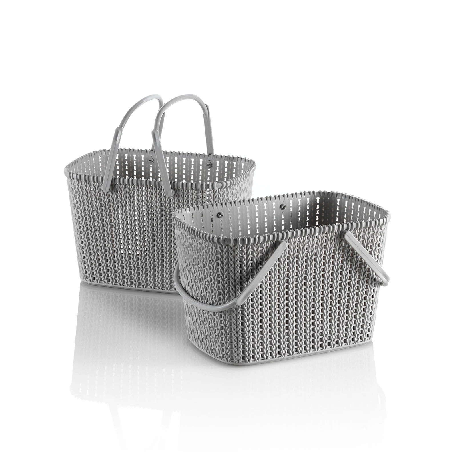 Set 2 cestini portaoggetti con manico MARL grigio