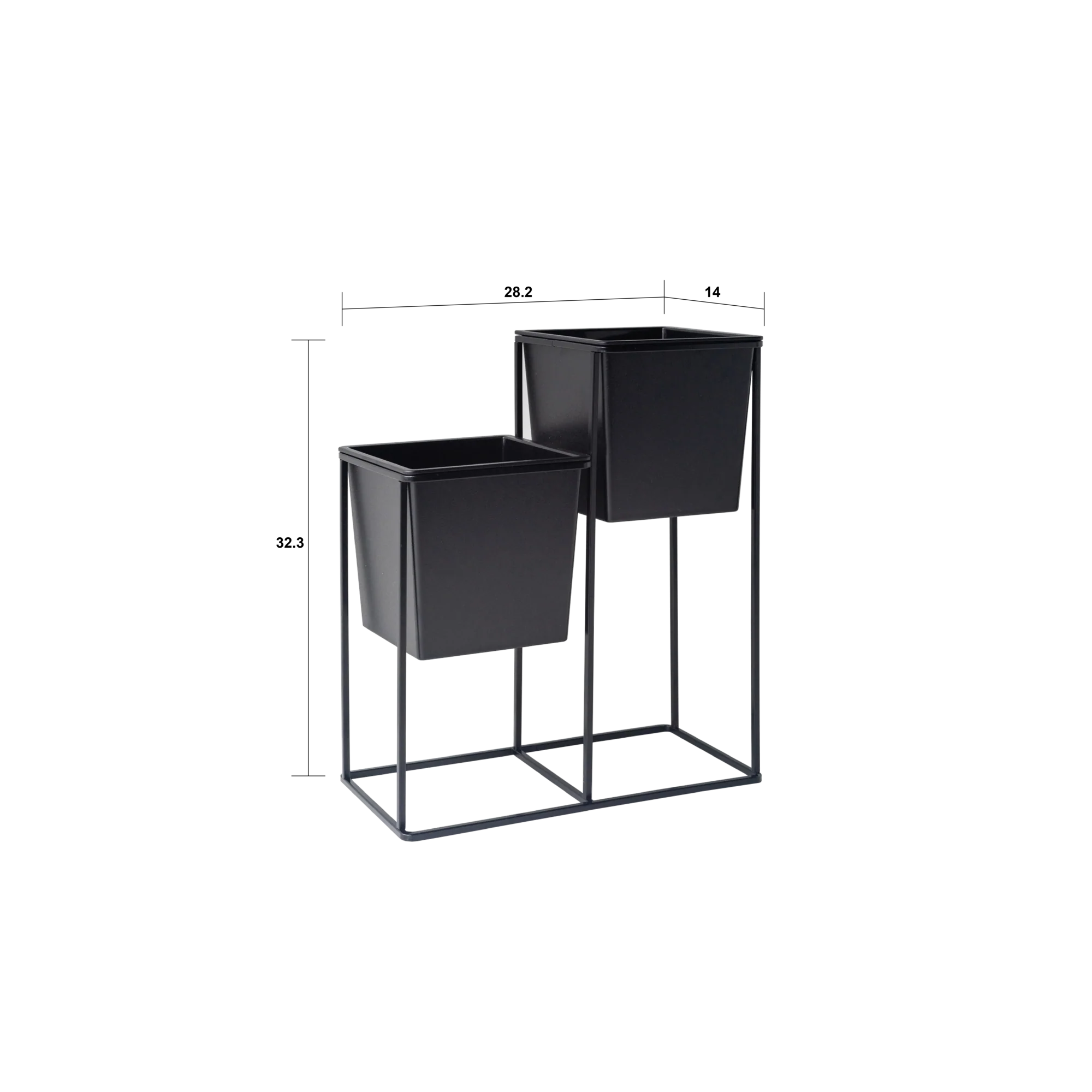 Supporto per pianta doppio HUA nero - Image 3